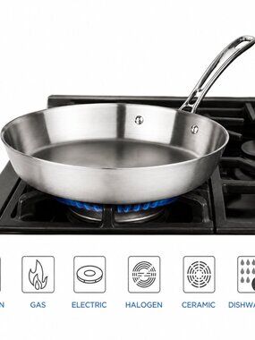 Viking Contemporary 10" Fry Pan 3-Ply Stainless Steel Induction New in Box
